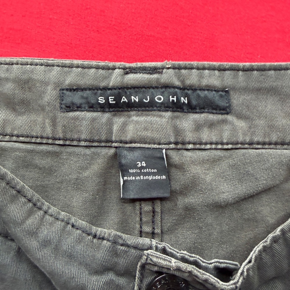Sean John Mens Vintage Y2K Cargo Shorts Gray Faded Cotton Utility Size 34 - Picture 7 of 8